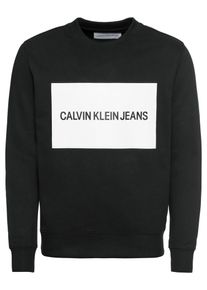 Calvin Klein Jeans, Herren Sweatshirt 'INSTITUTIONAL BOX LOGO SWEATSHIRT', Schwarz / Wei&szlig;