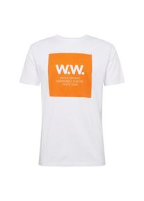 Wood Wood, Herren Shirts 'WW Square T-shirt', Orange / Wei&szlig;