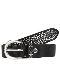 B.belt Handmade In Germany, Damen Lederg&uuml;rtel MIT NIETEN UND STRASSSTEINEN, Schwarz / Silber