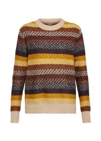 Ichi, Damen Pullover 'ISA LS', Hellbeige / Braun / Goldgelb