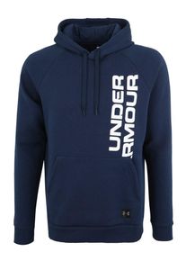 Under Armour, Herren Kapuzenpullover 'RIVAL SCRIPT', Blau / Wei&szlig;