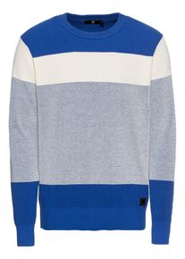 G-Star Raw, Herren Pullover 'Block stripe r knit l\s', Elfenbein / Blau