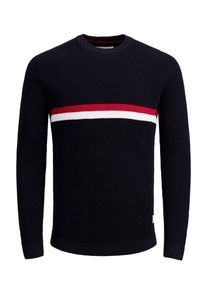 Jack & Jones JACK & JONES, Herren Strickpullover, Dunkelblau / Rot / Wei&szlig;