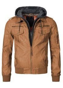 INDICODE JEANS, Herren Bikerjacke 'Aaron', Braun / Dunkelgrau