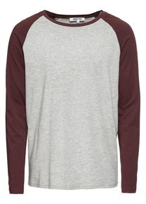 ABOUT YOU, Herren Langarmshirt 'Devin', Graumeliert / Bordeaux