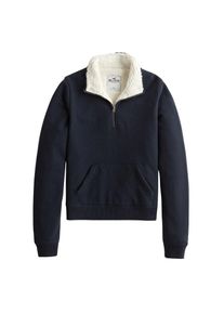 Hollister, Damen Sweatshirt 'FASH INTERIOR SHERPA 1/2 ZIP', Beige / Navy