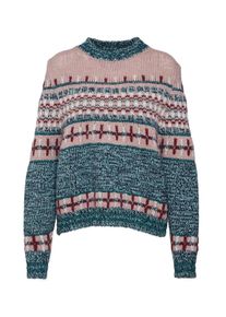 Essentiel Antwerp, Damen Pullover 'Rochers jacquard sweater', Gr&uuml;n / Rosa