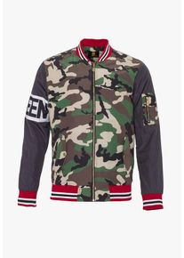 PLUS EIGHTEEN, Herren Bomberjacke, Grau / Gr&uuml;n / Mischfarben