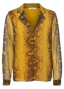 Pieces, Damen Hemd, Sand / Dunkelbraun / Goldgelb