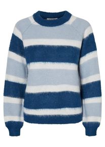 Pieces, Damen Pullover 'Bippa', Hellblau / Dunkelblau / Wei&szlig;