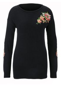 Heine, Damen Longpullover, Schwarz