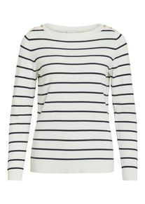 Vila, Damen Strickpullover, Schwarz / Wei&szlig;