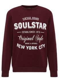 Soulstar, Herren Pullover, Kirschrot / Wei&szlig;