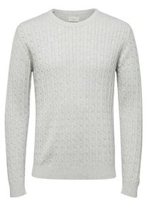 Selected Homme, Herren Strickpullover Zopfstrick, Grau
