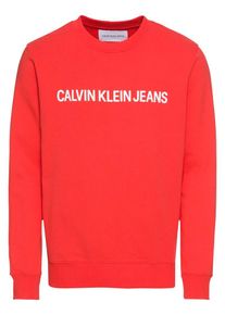 Calvin Klein Jeans, Herren Sweatshirt 'INSTITUTIONAL LOGO SWEATSHIRT', Rot / Wei&szlig;