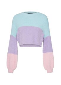 Missguided, Damen Pullover 'FLUFFY COLOURBLOCK BALLOON SLEEVE', Blau / Lila / Pink