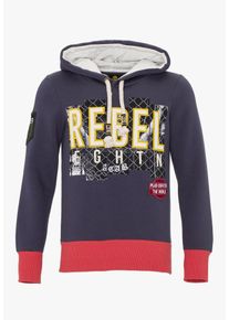 PLUS EIGHTEEN, Herren Kapuzenpullover, Gelb / Dunkellila / Dunkelpink