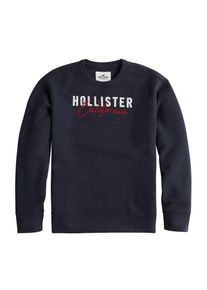 Hollister, Herren Sweatshirts 'Hollister SCRIPT CREW', Navy / Wei&szlig;