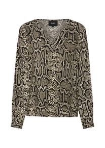 Object, Damen Bluse 'OBJANIME L/S TOP A LMT', Braun / Schwarz / Wei&szlig;