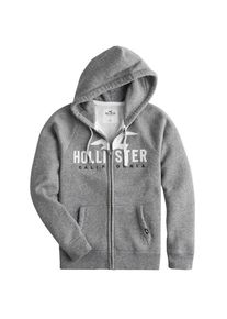 Hollister, Herren Sweatjacke 'ICONIC TECH LOGO FZ', Grau