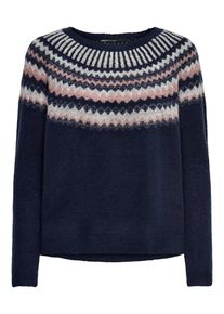 Only, Damen Strickpullover, Nachtblau / Rosa / Wei&szlig;