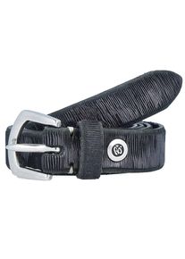 B.belt Handmade In Germany, Damen Lederg&uuml;rtel MIT RIFFELSTRUKTUR, Schwarz / Silber