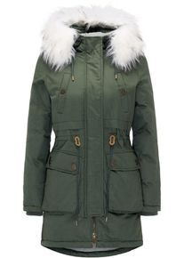 HOMEBASE, Damen Parka, Smaragd / Wei&szlig;