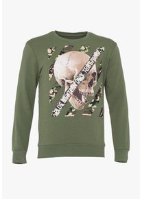PLUS EIGHTEEN, Herren Sweatshirt, Khaki / Offwhite