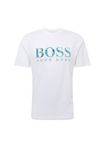 BOSS, Herren Shirt 'Teecher 4', T&uuml;rkis / Wei&szlig;