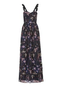 Vera Mont, Damen Maxikleid, Hellbeige / Blau / Ultramarinblau / Hellpink