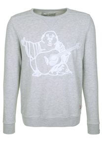 True Religion, Herren Sweatshirt 'Buddha', Grau / Wei&szlig;