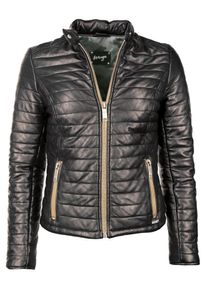 Maze, Damen Lederjacke mit Raffungen 'Sota', Gold / Schwarz