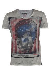 Trueprodigy, Herren T-Shirt 'Dark Skull', Hellblau / Grau / Hellrot