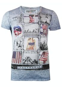 Trueprodigy, Herren T-Shirt 'Miami Beach Memories', Blaumeliert / Mischfarben
