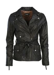 Maze, Damen Kurzledermantel 'Rochdale', Schwarz / Silber