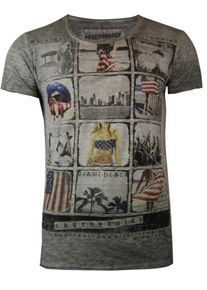 Trueprodigy, Herren T-Shirt 'Miami Beach Memories', Graumeliert / Mischfarben