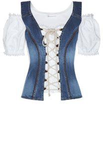 Stockerpoint, Damen Mieder 'Maxim', Blue Denim / Wei&szlig;