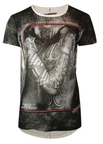 Trueprodigy, Herren T-Shirt 'Maori tattooed man', Basaltgrau / Pastellrot / Wei&szlig;