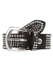 B.belt Handmade In Germany, Damen Leder-Nieteng&uuml;rtel, Schwarz / Silber