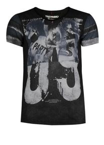 Trueprodigy, Herren T-Shirt 'The 69', Taubenblau / Schwarzmeliert / Wei&szlig;meliert