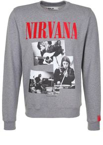 Replay, Herren Sweatshirt 'TRIBUTE NIRVANA', Grau / Rot / Wei&szlig;