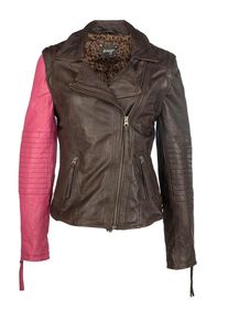 Maze, Damen Lederjacke 'Twinfalls', Braun / Pink