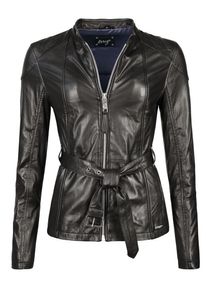 Maze, Damen Lederjacke mit Bindeg&uuml;rtel 'Vermont', Schwarz