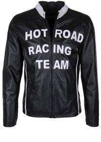 Freaky Nation, Herren Lederjacke 'HOT ROAD', Schwarz / Wei&szlig;