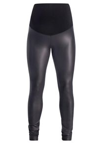 Supermom, Damen Umstandsleggings 'Wetlook', Schwarz