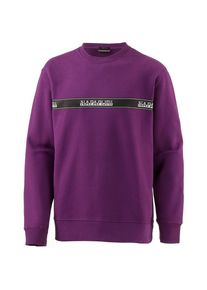 Napapijri, Herren Sweatshirt 'Buena', Dunkellila / Schwarz / Wei&szlig;