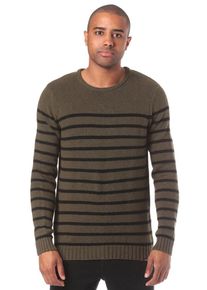 Volcom, Herren Strickpullover 'Striped', Braunmeliert / Schwarz