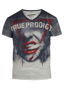 Trueprodigy, Herren T-Shirt 'Red Lips', Navy / Wei&szlig;