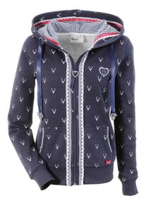 Marjo, Damen Trachtensweatjacke, Blau / Weiß