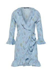 boohoo, Damen Blusenkleid 'Bethany Wrap', Hellblau